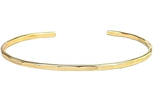 Lotus Stone Jewelry: Handcrafted 14 Karat Gold Textured Cuff Bracelet