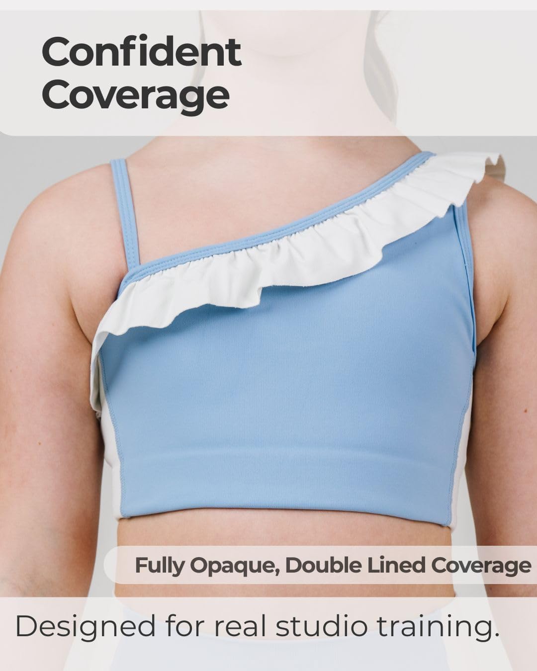 Girls Dance Crop Top – Stand Out Ruffle Active Top with Adjustable Strap for Dance Practice & Convention