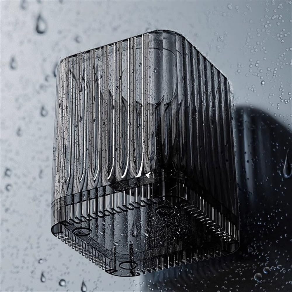 Escobilla de Baño Juego de portaescobilla de baño gris transparente, Base con orificios de ventilación, soporte de cepillo de plástico, cepillo de baño montado en la pared Escobillas de Inodoro