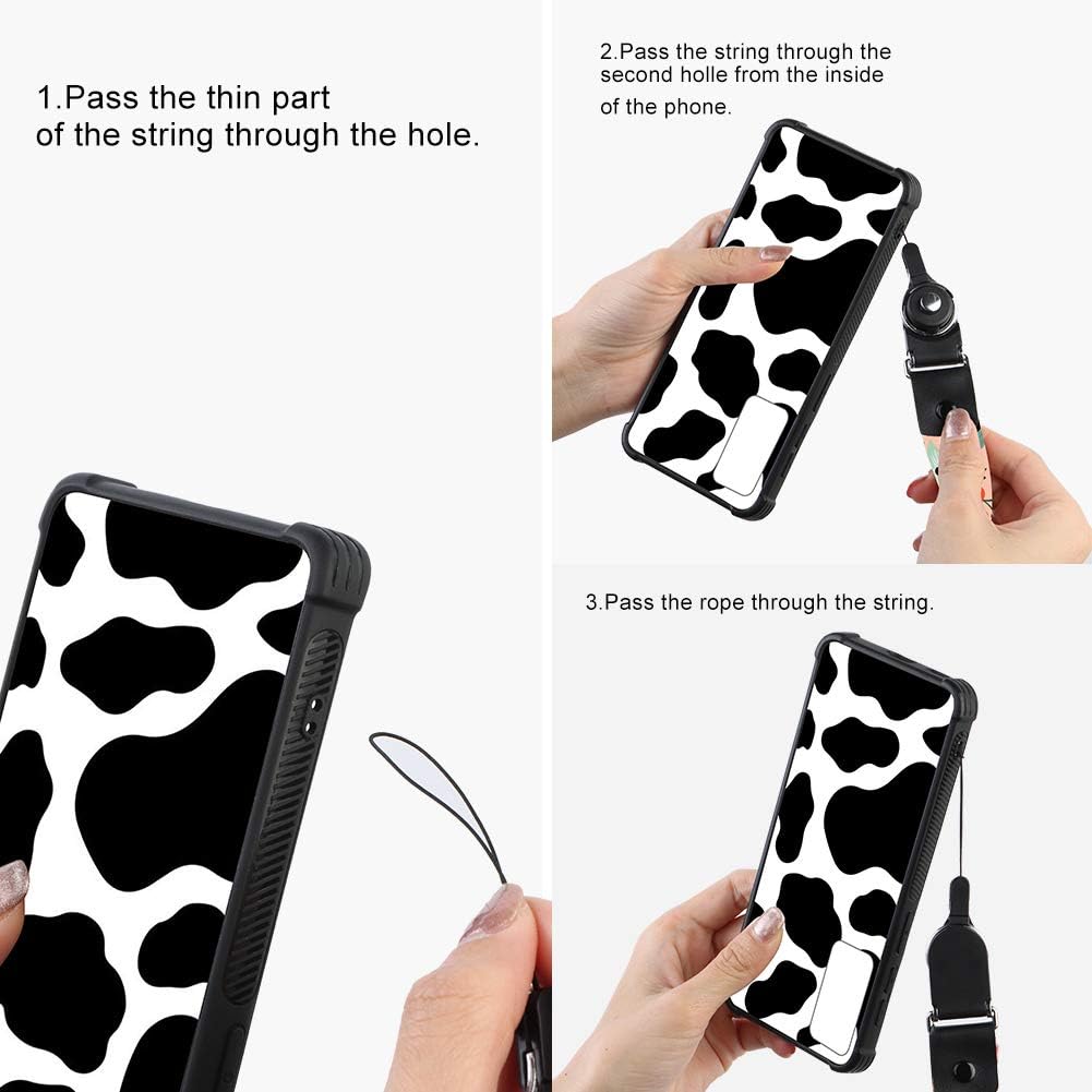 OOK Designed for Samsung Galaxy S20 FE 5G Case Cow Print Design Slim Hard PC Plus TPU Bumpers Protective Cell Phone Bumper Cover with Lanyard Strap Holder for Women Girls 6.5 Inch