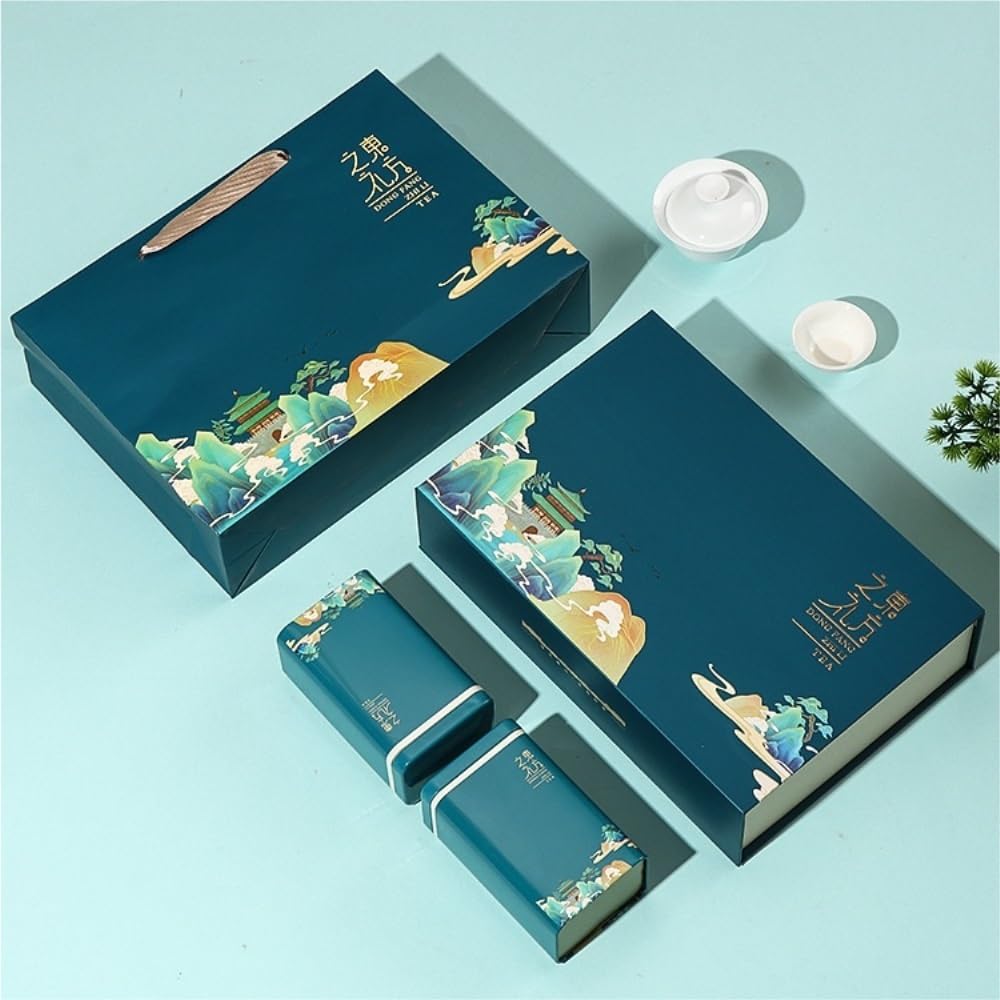 XYNSNDB Teedose, große Tee-Aufbewahrungsdose, quadratische Blechdose, Küchen-Aufbewahrungsdose, Leere Dose, chinesisches Tee-Set, Doppeldose, Geschenkbox-Set, Teedose (B, Doppeldose)