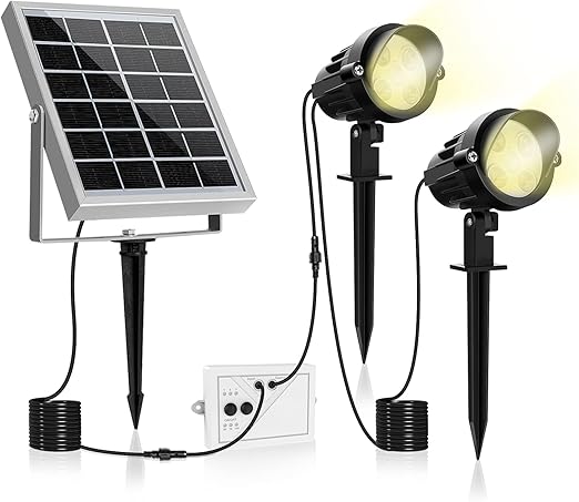 Amazon Meikeeソーラー Ledガーデンライト アウトドア スポットライト 太陽光パネル充電 庭園照明 防犯対策ip66防水 3000k 150lm 2 光センサー自動点灯 消灯 玄関先 庭 車道 歩道のライトアップライト ペンダントに最適 電球色 スポットライト