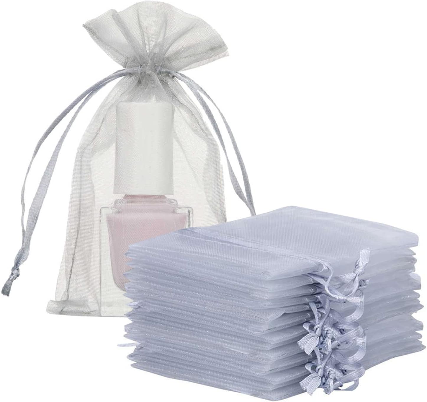 Ableme Black Organza Bags 3x4 Inch - 100 Pack Sheer Mesh Drawstring Gift Bags For Wedding Favors