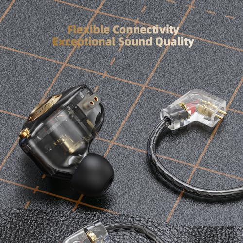 Image of Wired Gaming Headphones IEM Earphones with 1DD,QKZ ENZO PRO in Ear Monitor, HiFi Detachable Cable Earbuds, Bass Sound with New 11mm Dynamic Driver for Video Music Gaming (Black, Mic)
