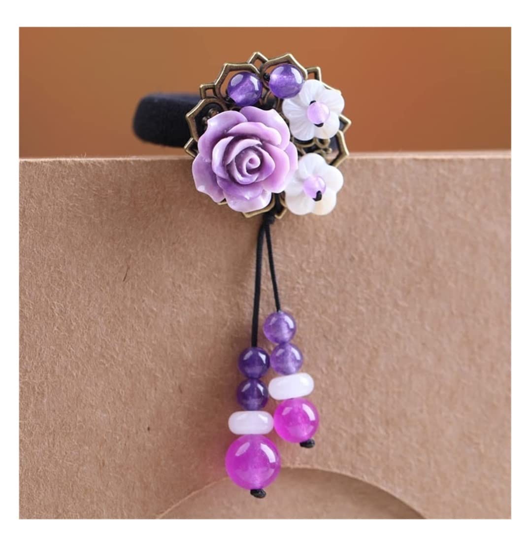 RUVOO Haargummi Scrunchies Blumen-Haargummis, Elastisch, Vintage, Chinesisches Haarseil, Pferdeschwanz-Halter, Haarbänder Für Mädchen Haargummis Haarschmuck