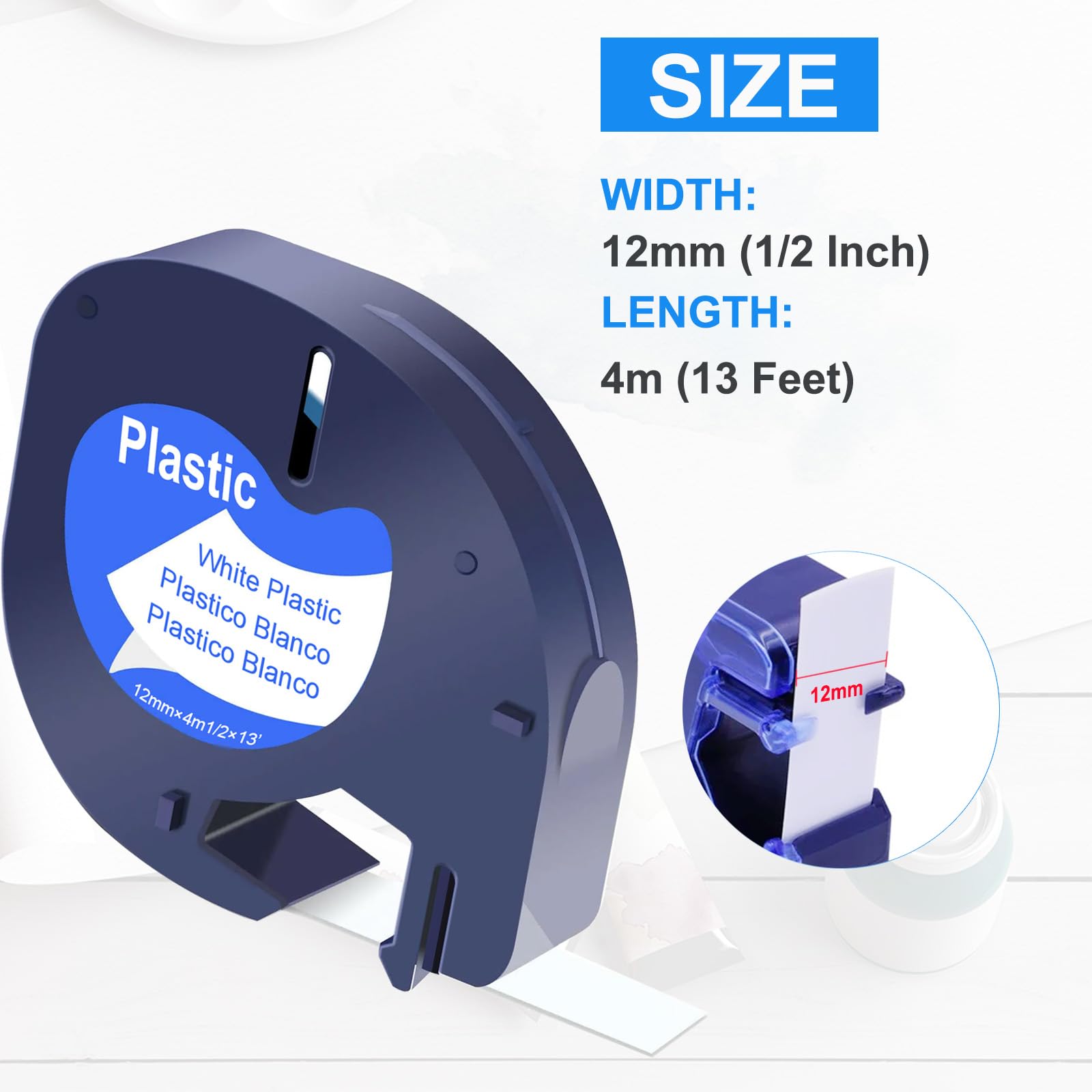 Label Maker Tape Refill 10-Pack Dymo LetraTag Refill Tape 91331 - 1/2" White Plastic Labels For LT-100H Label Makers Dymo Label Maker Refills - Foto 2