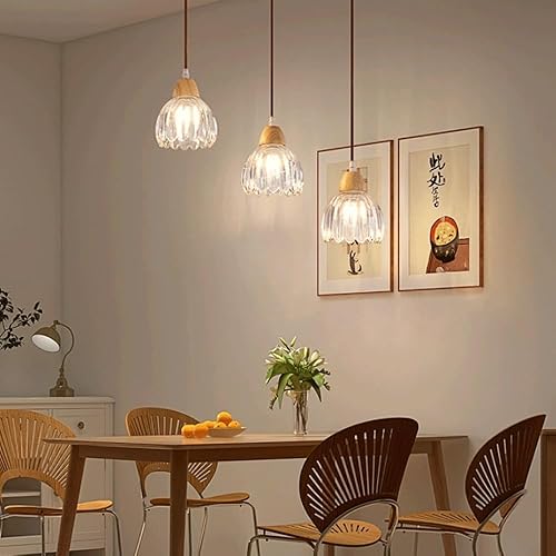 Miniatura 2 de Nordic Retro Mini Pendant Light 4.3 Inch Flower Shape Pendant Lamp with Glass Shade Adjustable Cord Hanging Lamp for Living Room Bedroom Dining