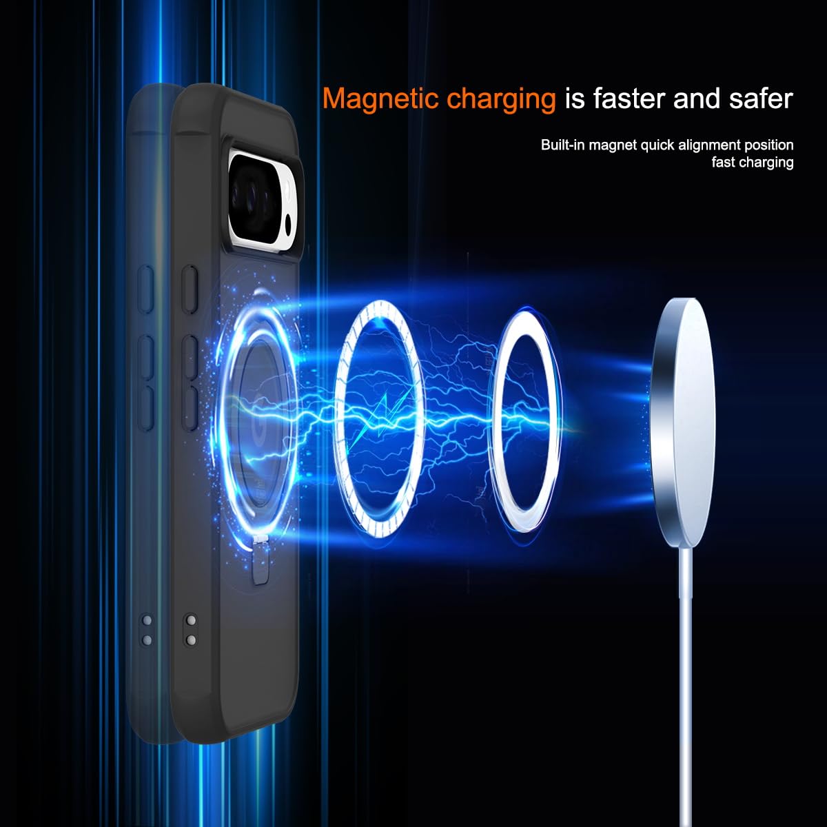 CHAOFEnG Custodia magnetica compatibile con Google Pixel 11 e Pixel 11 Pro con supporto [test di caduta di grado militare] [compatibile con magnete] Anello traslucido sottile posteriore rigido bordo