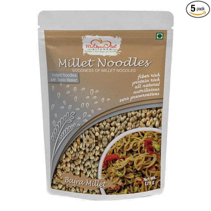 Instant Bajra (Pearl) Millet Noodles | 175 Gram Pack | Combo Pack of 2 | Healthy Millet Noodles with Tastemaker