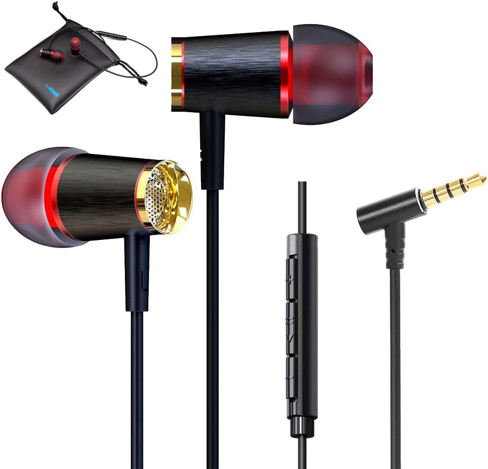 Noise Isolating Earbuds with Microphone and Volume Control, AKUMEE K10 Wired In-ear Headphones with Decent Bass, Crystal Clear Highs and Mids for iPhone and Android Phones(Black)