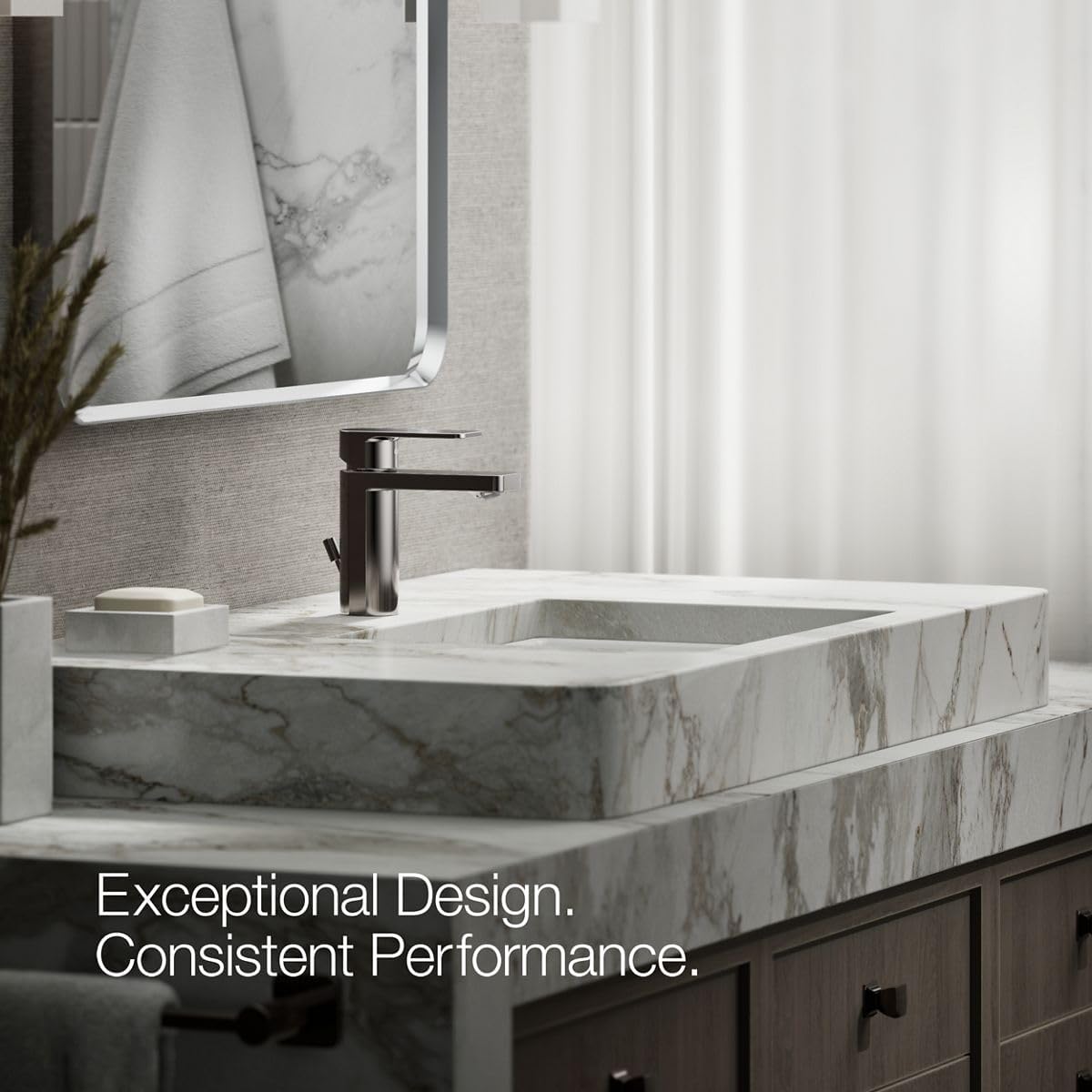 Kohler 23472-4N-TT Parallel Single-Handle Bathroom Sink Faucet 0.5 Gpm, Vibrant Titanium