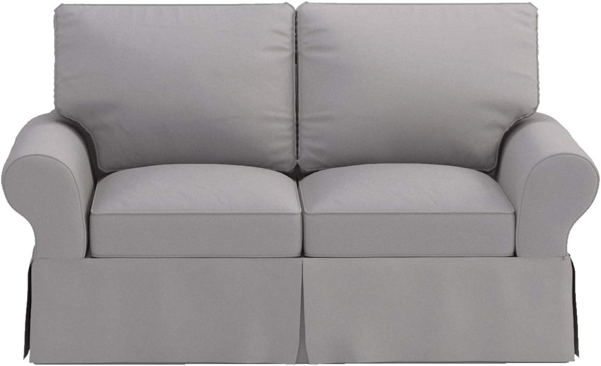 The Cotton Sofa Cover is 2 Seat Sofa Slipcover Replacement. It Fits Pottery Barn PB Basic Loveseat Sofa (Light Gray Cotton)
