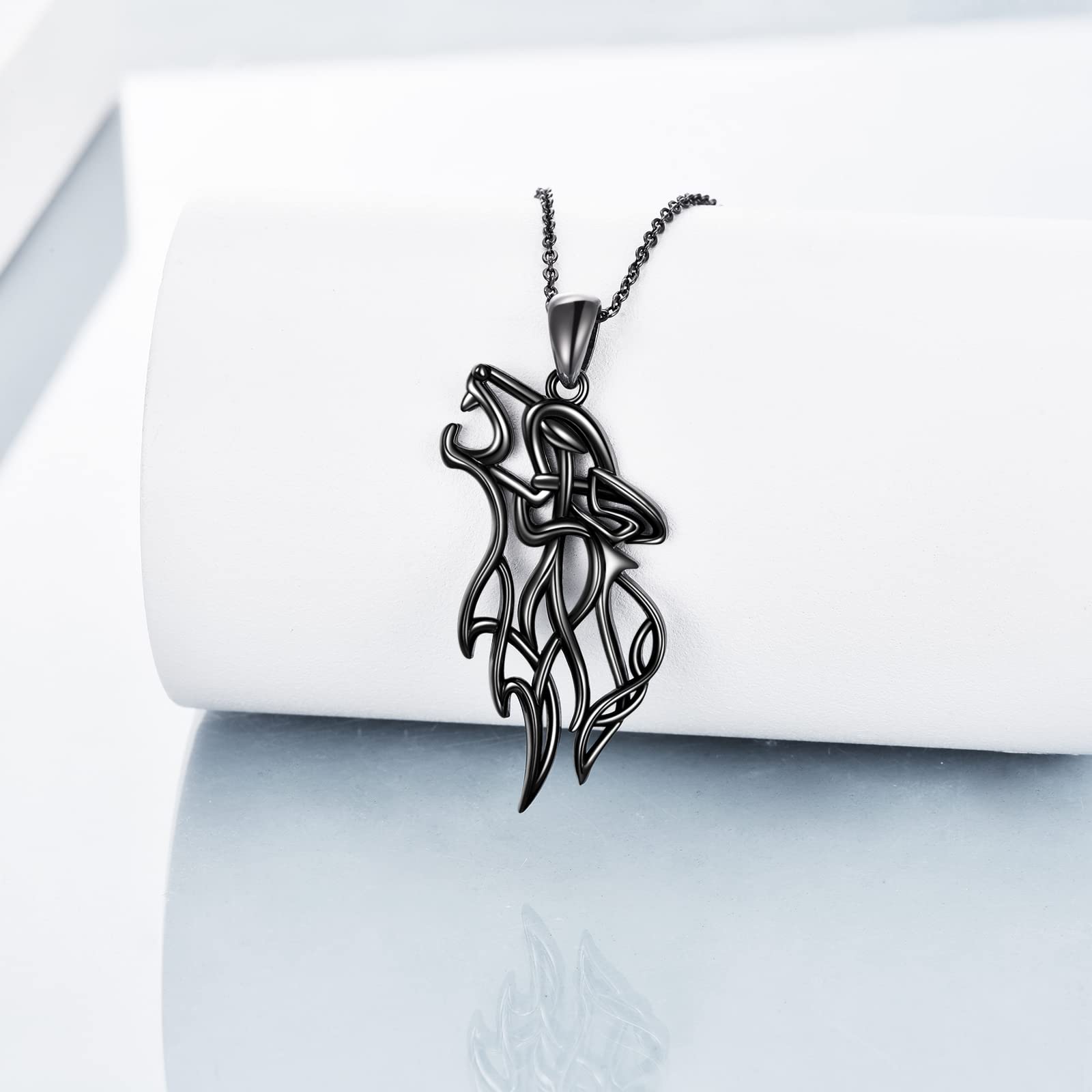 ONEFINITY Wikinger keltischer Wolf Anhänger Halskette für Damen Herren Sterling Silber nordischen heidnischen Schmuck Geschenk