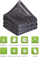 Vista 3 de Tela de malla con cifrado de aguja plana negra, 95 % resistente a los rayos UV, antienvejecimiento, red de sombra con ojales, para jardín, balcón