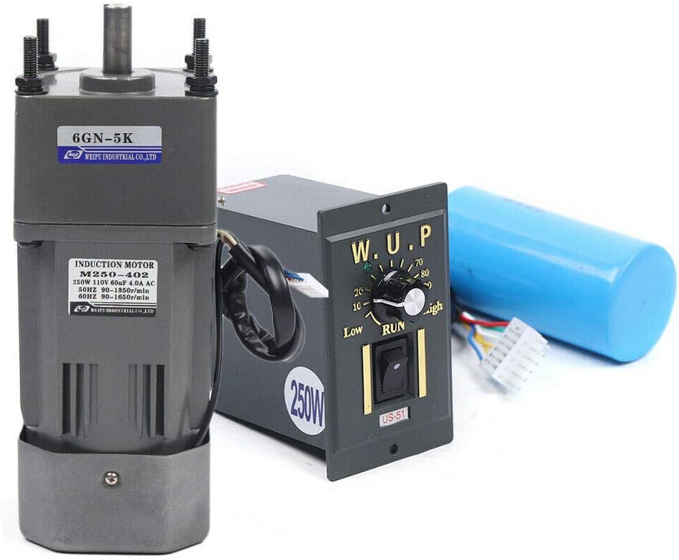 Electric Gear Motor, AC110v 250W 5K Adjustable Variable