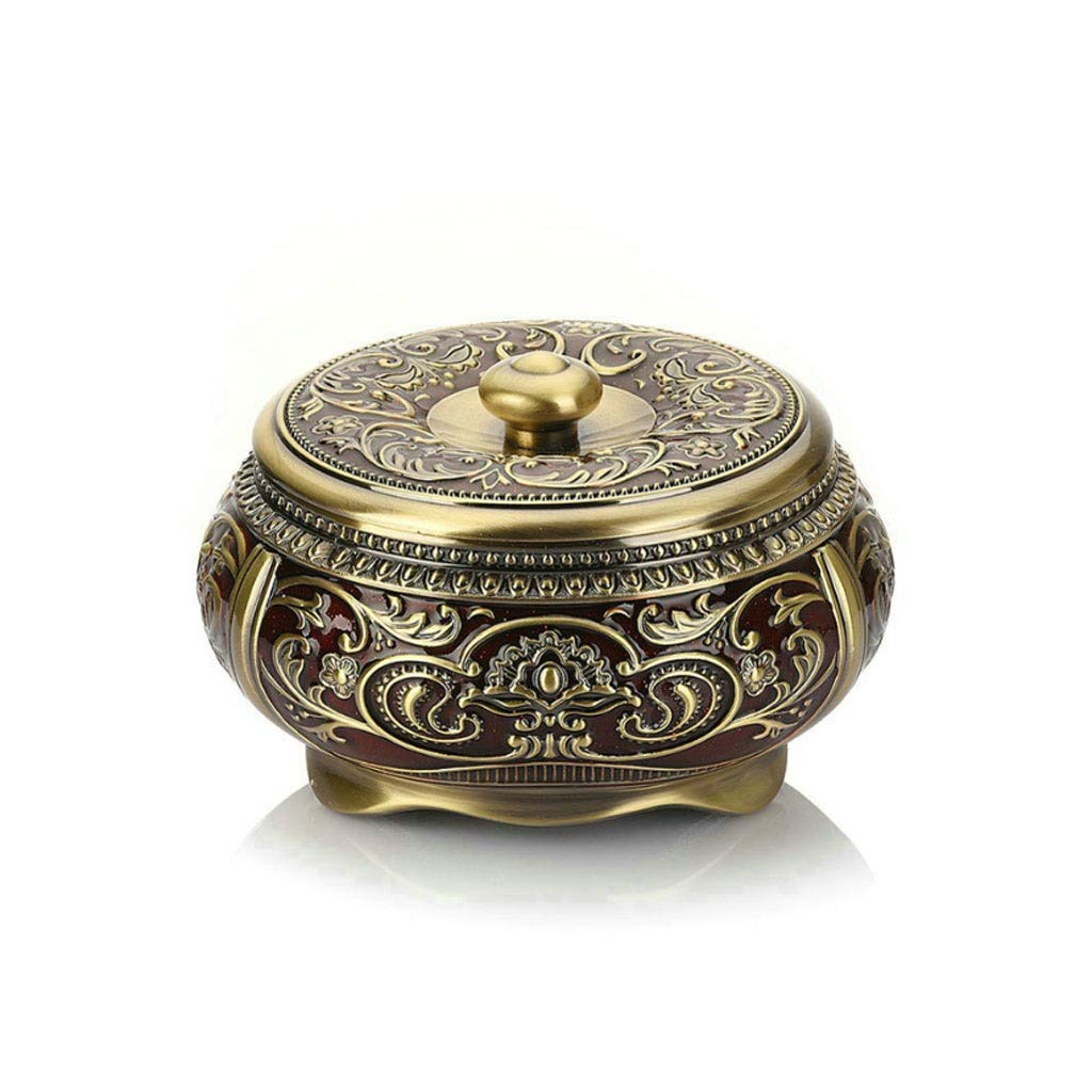 Cendrier coupe-vent en métal bronze avec couvercle amovible pour intérieur et extérieur