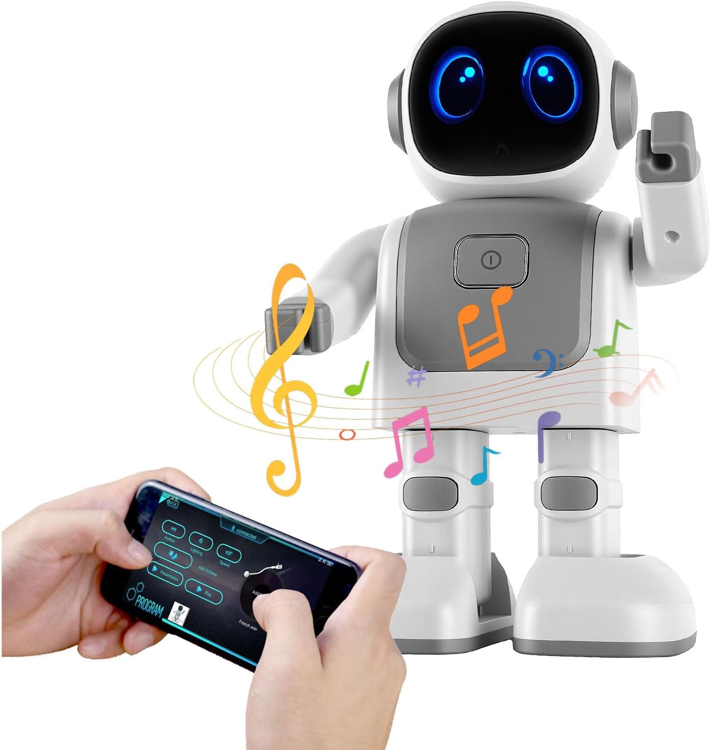 AI Dancing Robot Cute Smart Robot Companion Interactive Learning Robot with Bluetooth Music Programmable Moves Voice Assistant for Talking Dialogue Voice Recognition (Grey)