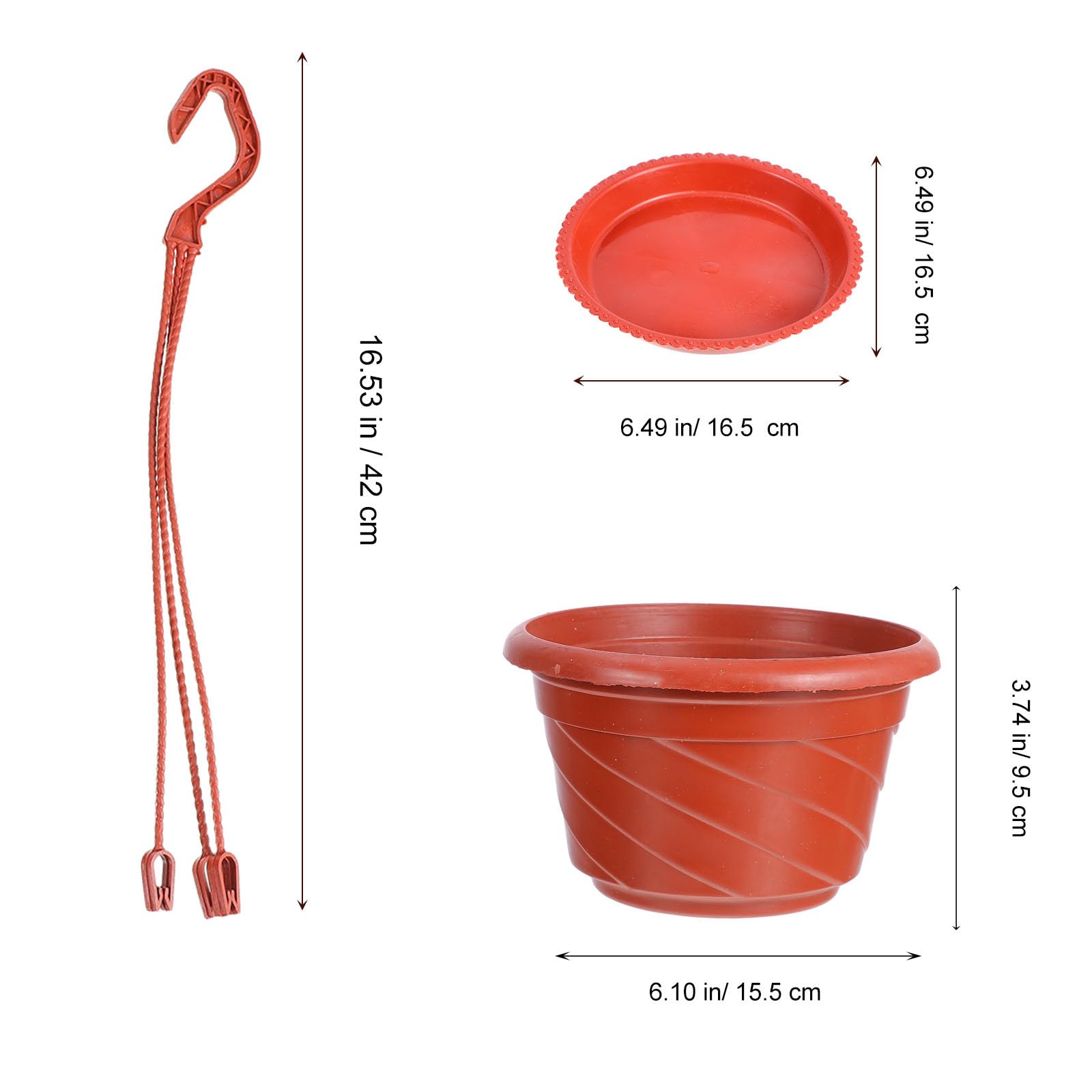 PLAFOPE 10ensembles Lot de Pots de Fleurs Suspendus Plastique Rouge Support pour Plantes Vertes Accessoires de Jardin pour Intérieur et Extérieur de Jardinières avec Casiers et Plateaux