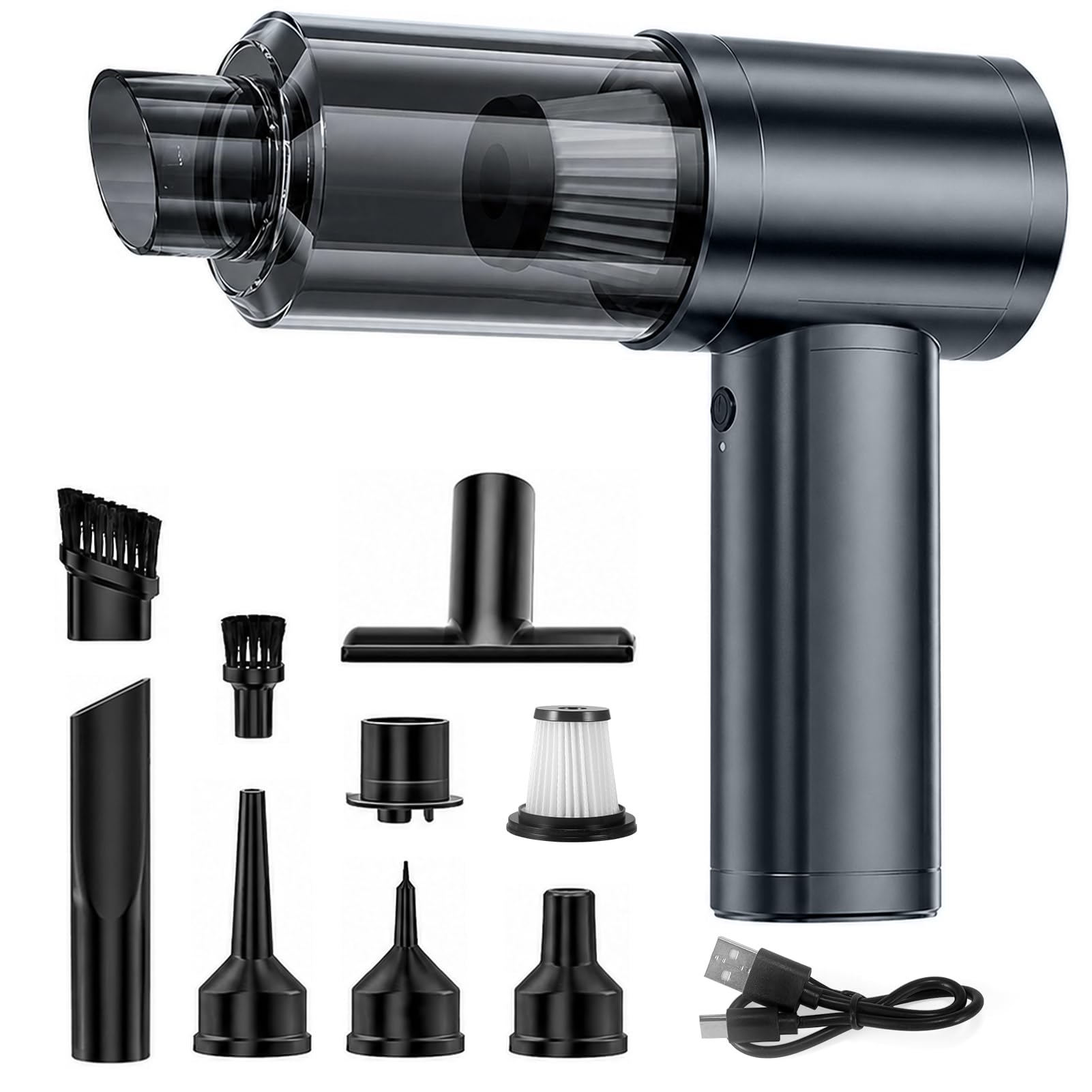 Handstaubsauger Akku Kabellos 30kPa - Mini Auto Staubsauger mit Bürstenloser Motor Stark Autostaubsauger Handsauger für Autos, Büros, Schlafzimmer, Küche, Wohnzimmer Haus& Tierhaar Reinigung