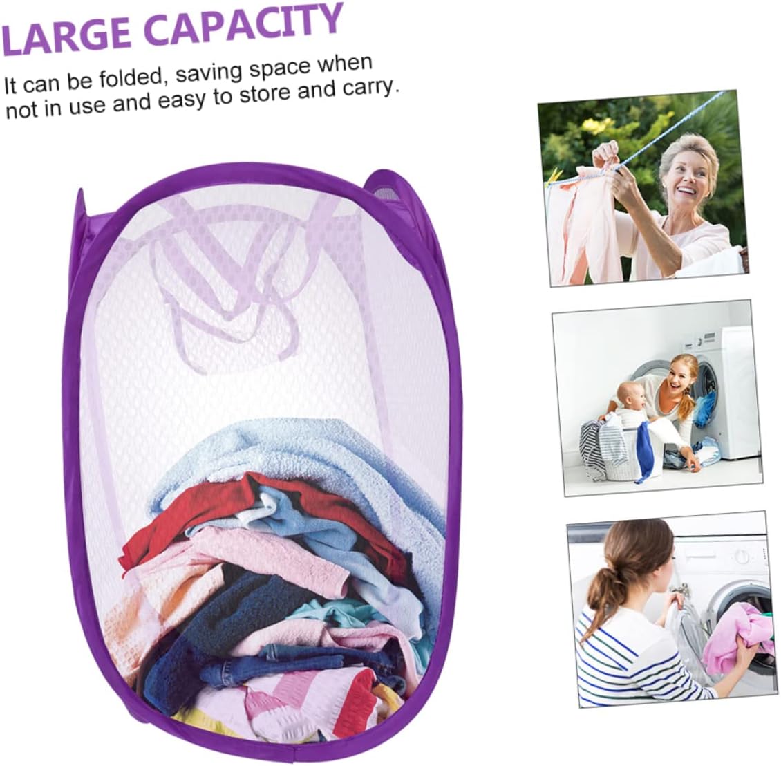 MAGICLULU 2pcs Foldable Mesh Laundry Basket Clothes Organizing Hamper for Home Storage Space Saving Collapsible Foldable Design for Dorm Bathroom Bedroom and Laundry
