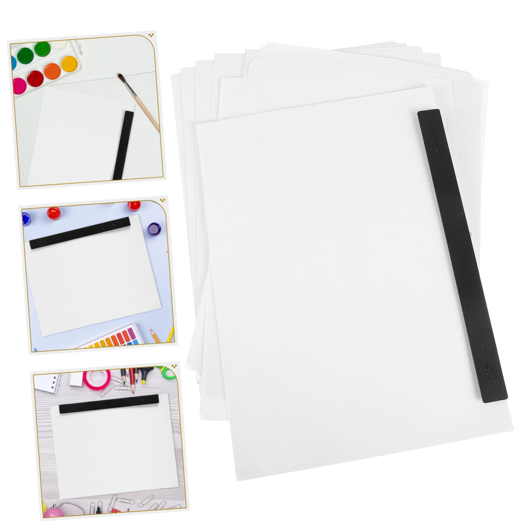 KONTONTY Carta per Disegno Fumetti Bianca A4 con 3 Fori, 200 Fogli per Animazione e Creazione di Libri di Fumetti con Righello di Posizionamento
