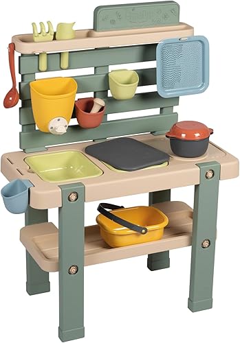 Smoby Life Mud - Juego de cocina con 11 accesorios, material reciclado tratado anti-UV a partir de 3 años, fabricado en Francia