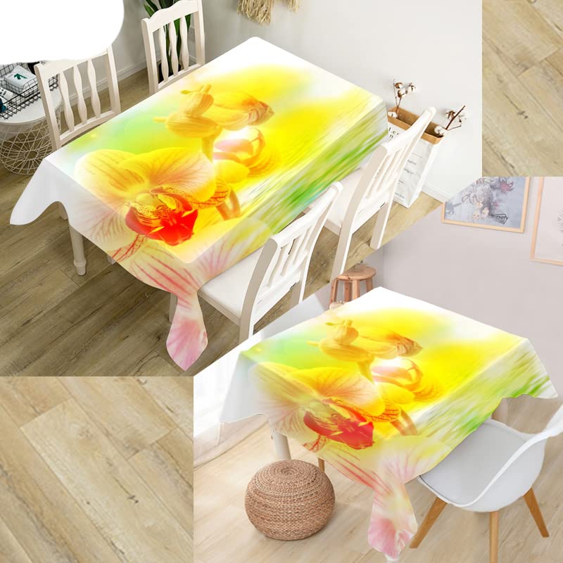 Mantel de Flores de orquídeas Naturales, Tela Oxford 3D Cuadrada/Rectangular, Cubierta de Mesa a Prueba de Polvo para Fiestas, decoración del hogar, Cubiertas de TV-7,140X200CM