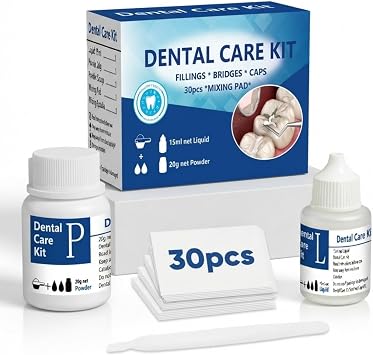 Tooth Repair Kit Zinc Oxide Eugenol Cement Dental Care Kit, Temporary Teeth Replacement, Dental Care Repair for Broken Chipped Teeth, Crown Fillings & Bridges 5PCS