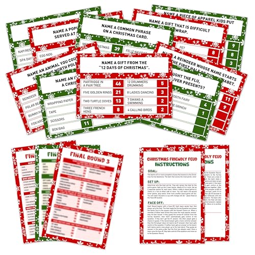OICPYD Christmas Games for Families, Friendly Feud Game, Holiday Game for Adults Large Group Party, Christmas Party Games - a002
