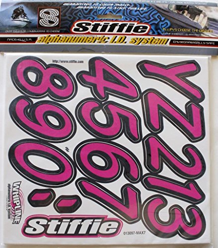 Image of STIFFIE Whipline Solid Berry /Black 3 inch Alpha-Numeric Registration Identification Numbers Stickers Decals for Boats & Personal Watercraft