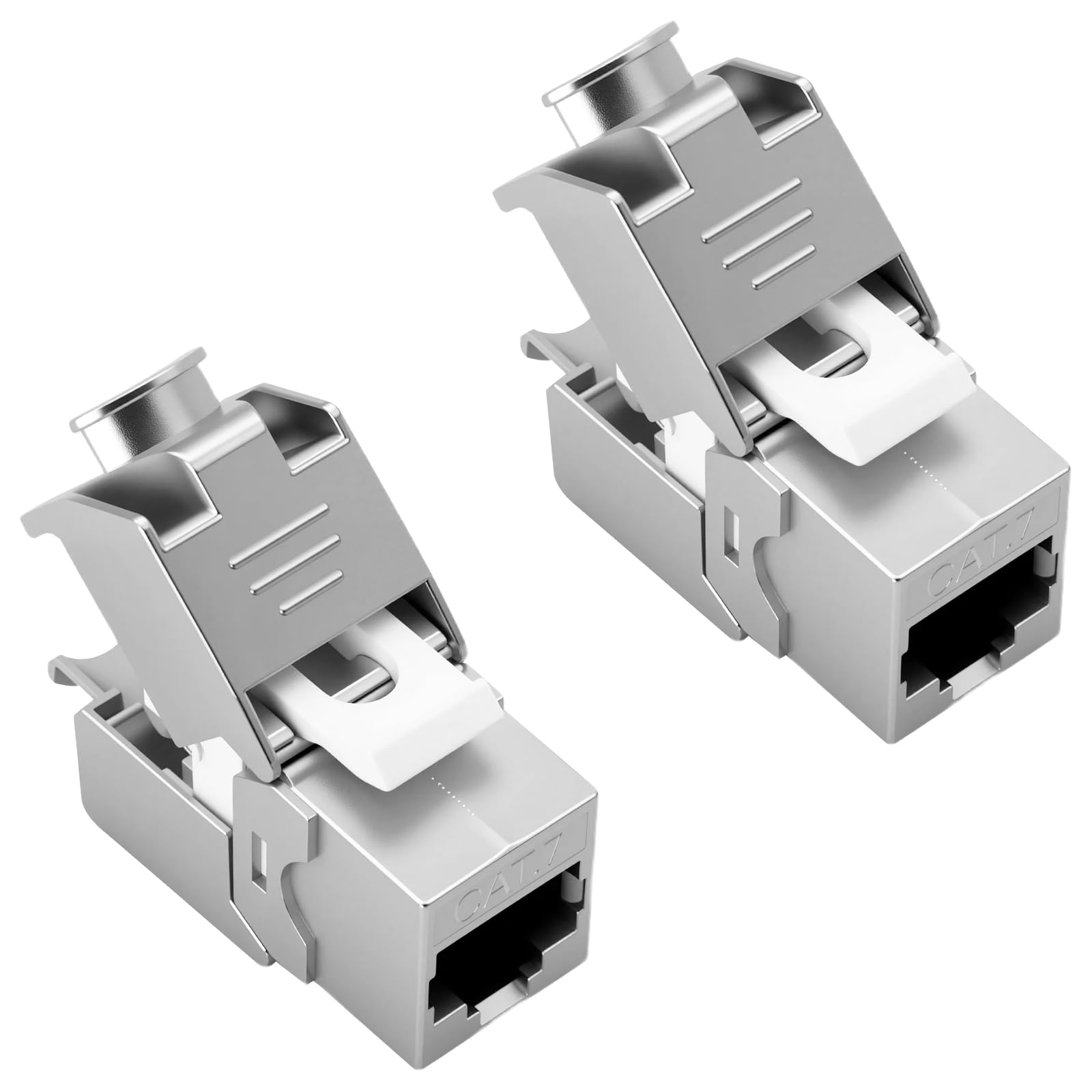 2 Stück CAT 7 Keystone RJ45 Modul Buchse für CAT7 CAT6 CAT6a, Werkzeugloses LSA, 10 Gbit/s Übertragung, Vollgeschirmt STP, Vergoldete Kontakte, CAT 7 Keystone Jack für Patchpanel und Netzwerkdosen