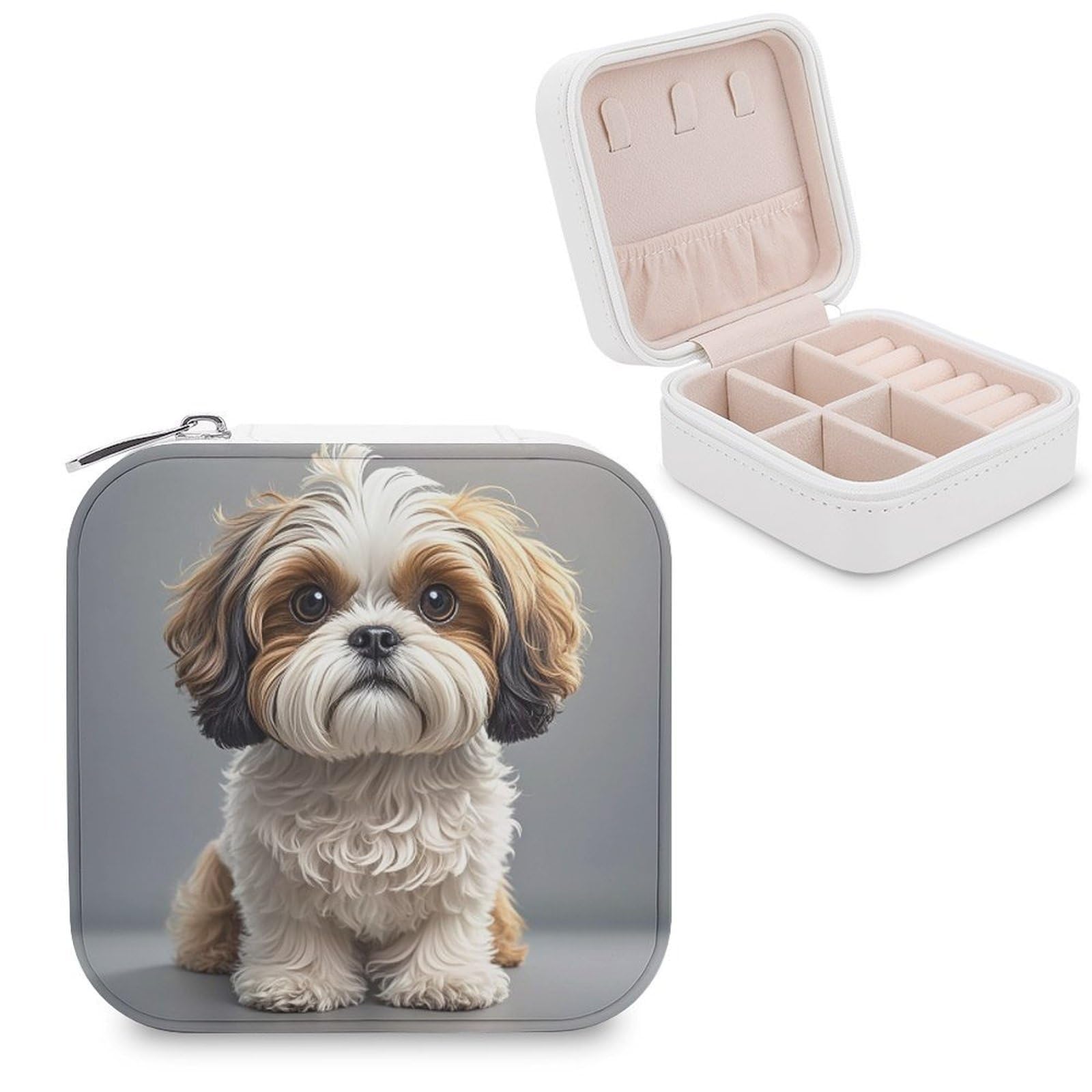 VstaDank Shih Tzu Dog Jewelry Box Beautiful Portable Ring Boxes Cute Large-Capacity Jewelry Case Jewelry Organizer for Mothers Gifts for Earrings Rings Hand Bracelet