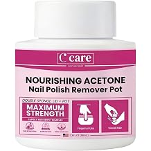 C CARE Nourishing Acetone Nail Polish Remover Pot with Dual Sponge Lid for Mani + Pedi | No Mess Dip & Twist Remover Jar | Fast Polish Removal for Fingers & Toes | Effective Formula | 2.3 Fl Oz