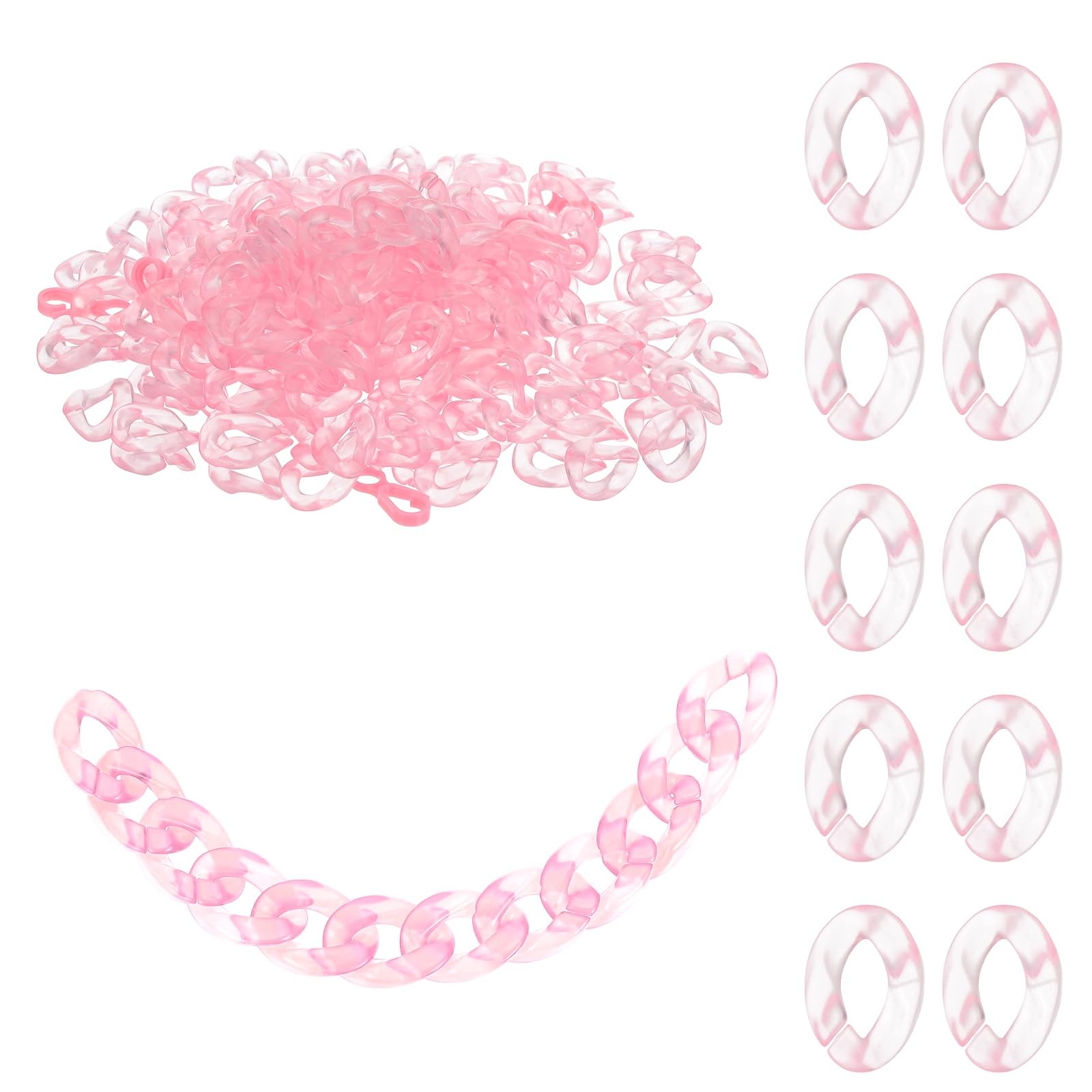 Anneaux à maillons en acrylique pour chaînes de lunettes et colliers tendance rose