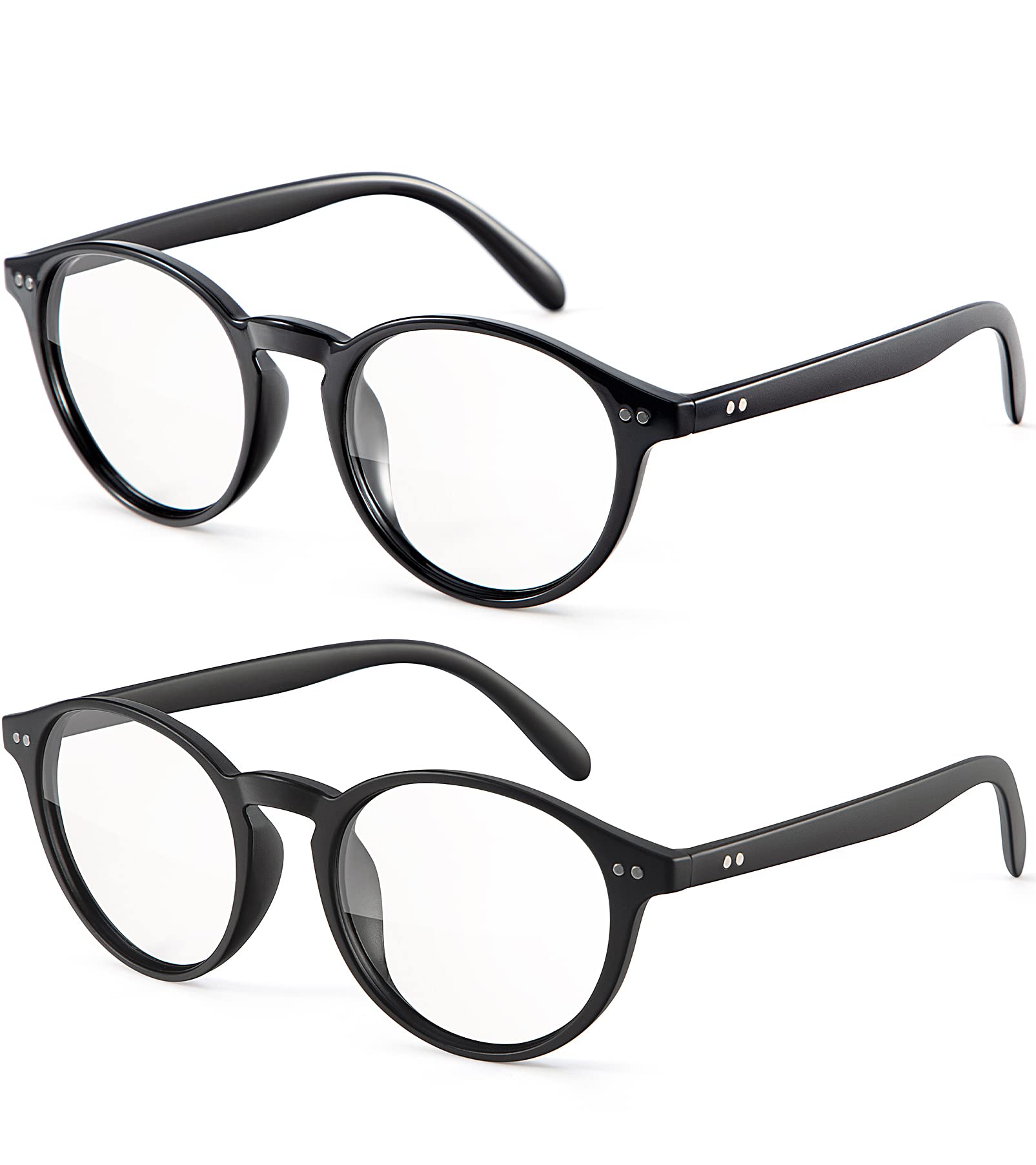 Womens Round Blue Light Blocking Glasses Anti Eye Strain Glasses Clear Lens Computer Eyeglasses with Filter UV Light
