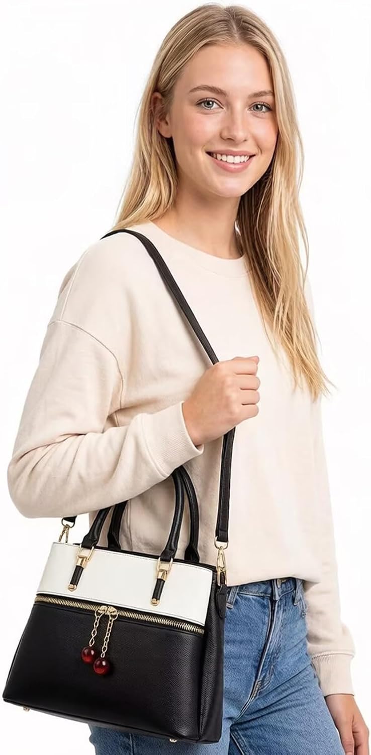 Womens Purses and Handbags with 3 Zip Compartments Tote Purse Satchel Bag