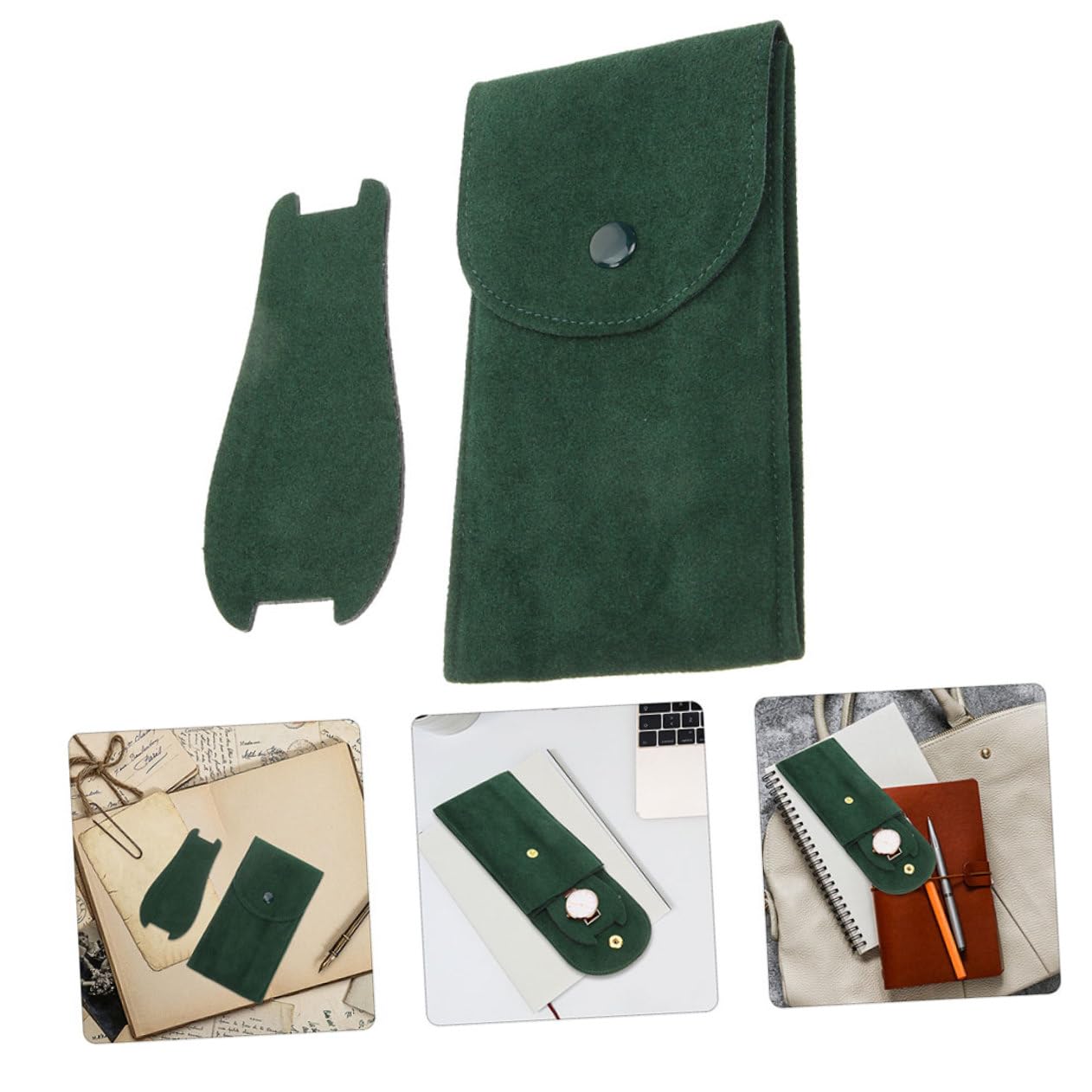 IMIKEYA 4 Sätze Aufbewahrungstasche Ansehen Bausatz Taschenuhr Gadget Schutz Wasserdicht Handgelenktaschen Uhrentasche Uhren-geschenketui Organizer Für Reiseuhren Flanell Green 2 Stück * 4