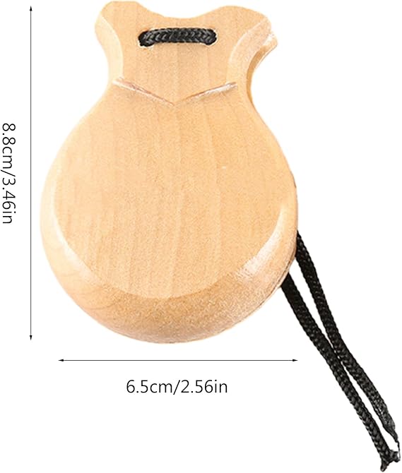 2 Pcs Traditional Flamenco Castanets Spanish Castanets with String Wooden Hand Percussion Music Instrument for Beginner