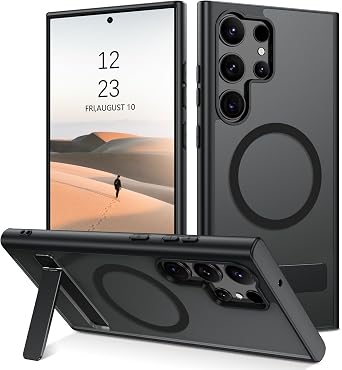 VENINGO Samsung Galaxy S23 Ultra Case with Stand,Magnetic Matte Translucent