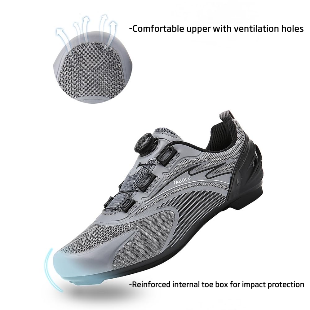 Scarpe da Ciclismo da Uomo E da Donna Scarpe da Ciclismo su Strada Traspiranti E Antiscivolo con Chiusura A Lacci Rotanti per Allenamento Indoor, su Strada E Mountain Bike