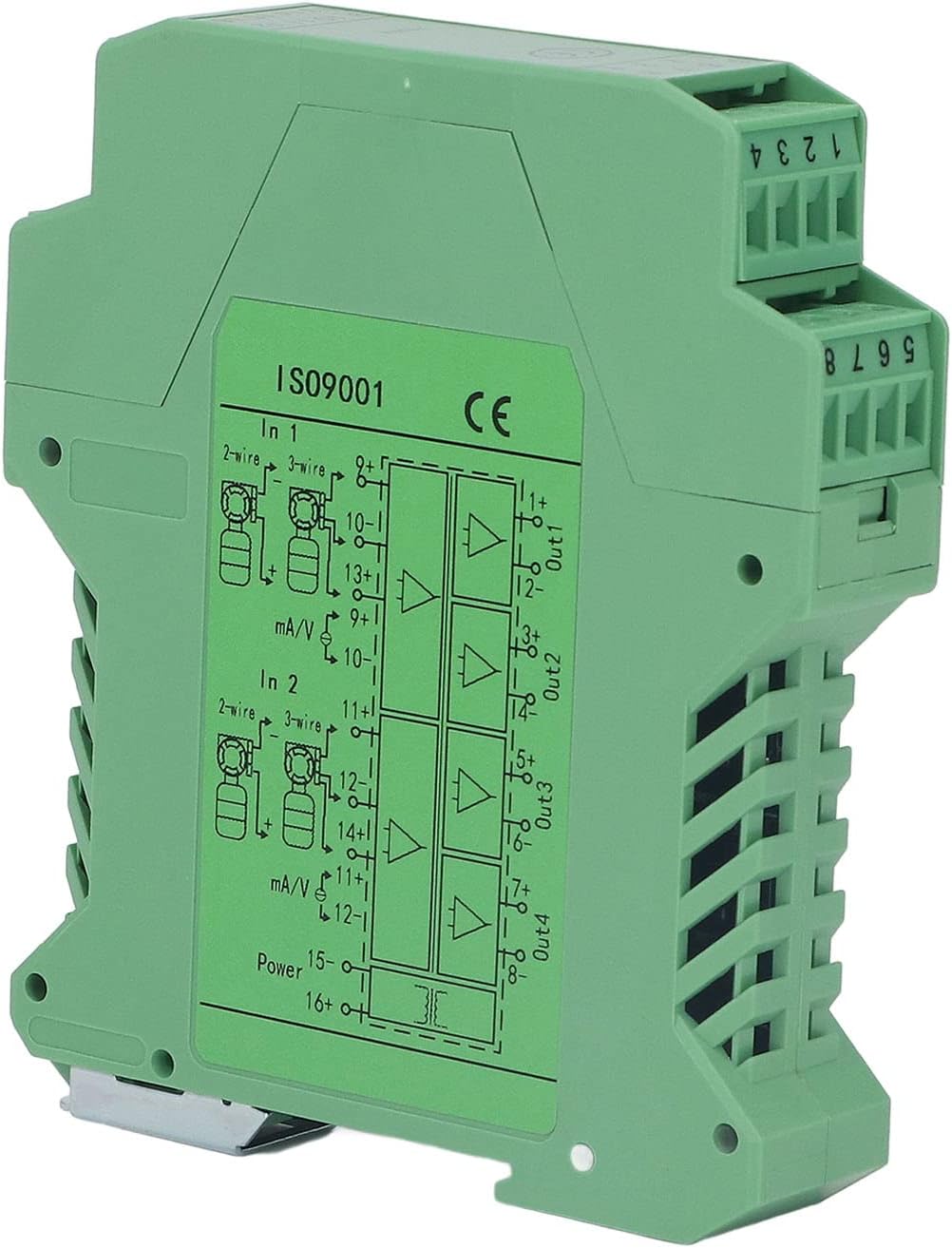 jerss DC 24V Current Isolator Transmitter, 2 in 4 Out Direct Current Conditioner Transmitter PLC Detection 4-20mA DC Transmitter with Photoelectric Isolation (0-10V)