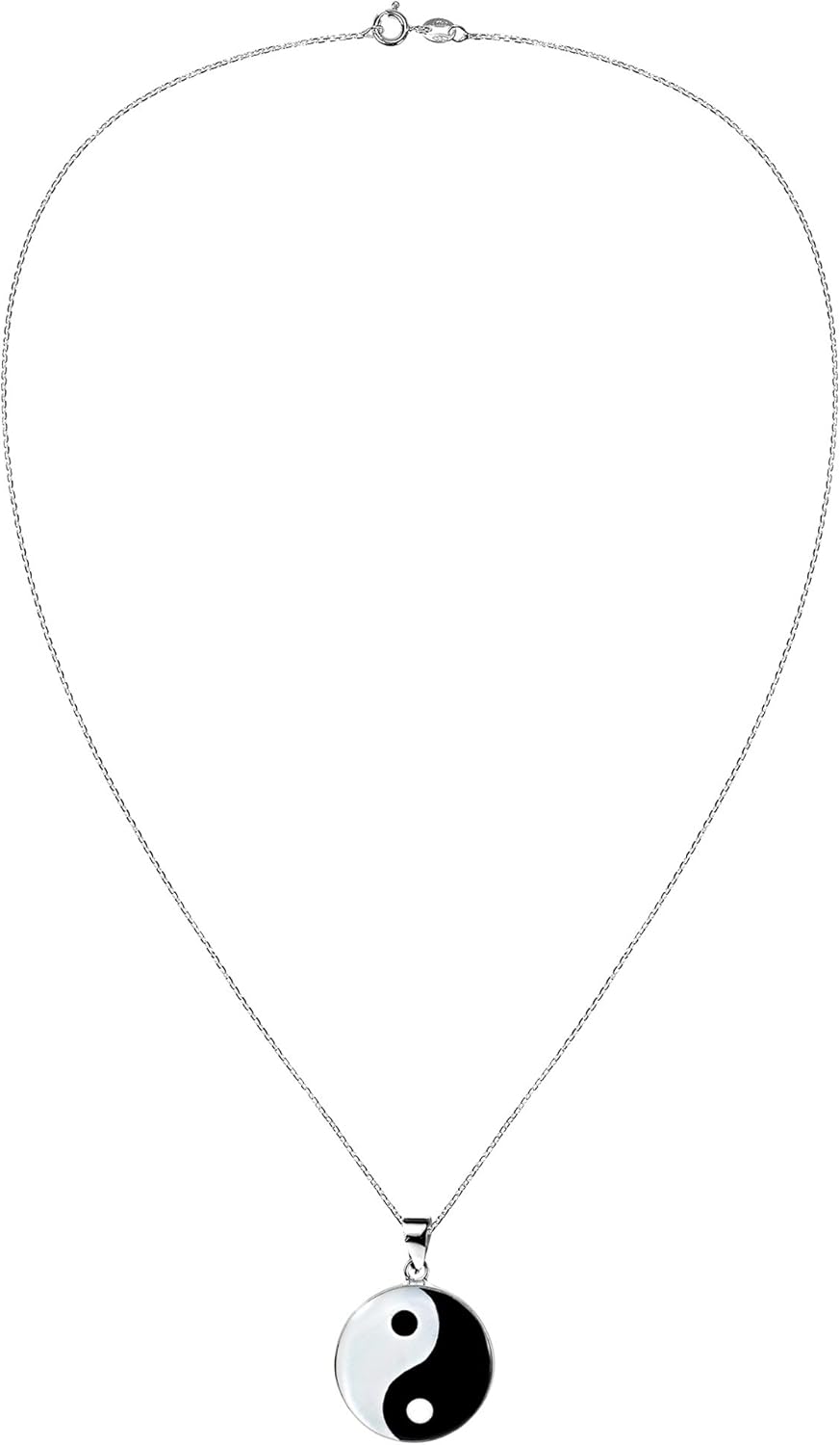 AeraVida Yin Yang Balance of Life .925 Sterling Silver Necklace for Men and Women, 18 inch