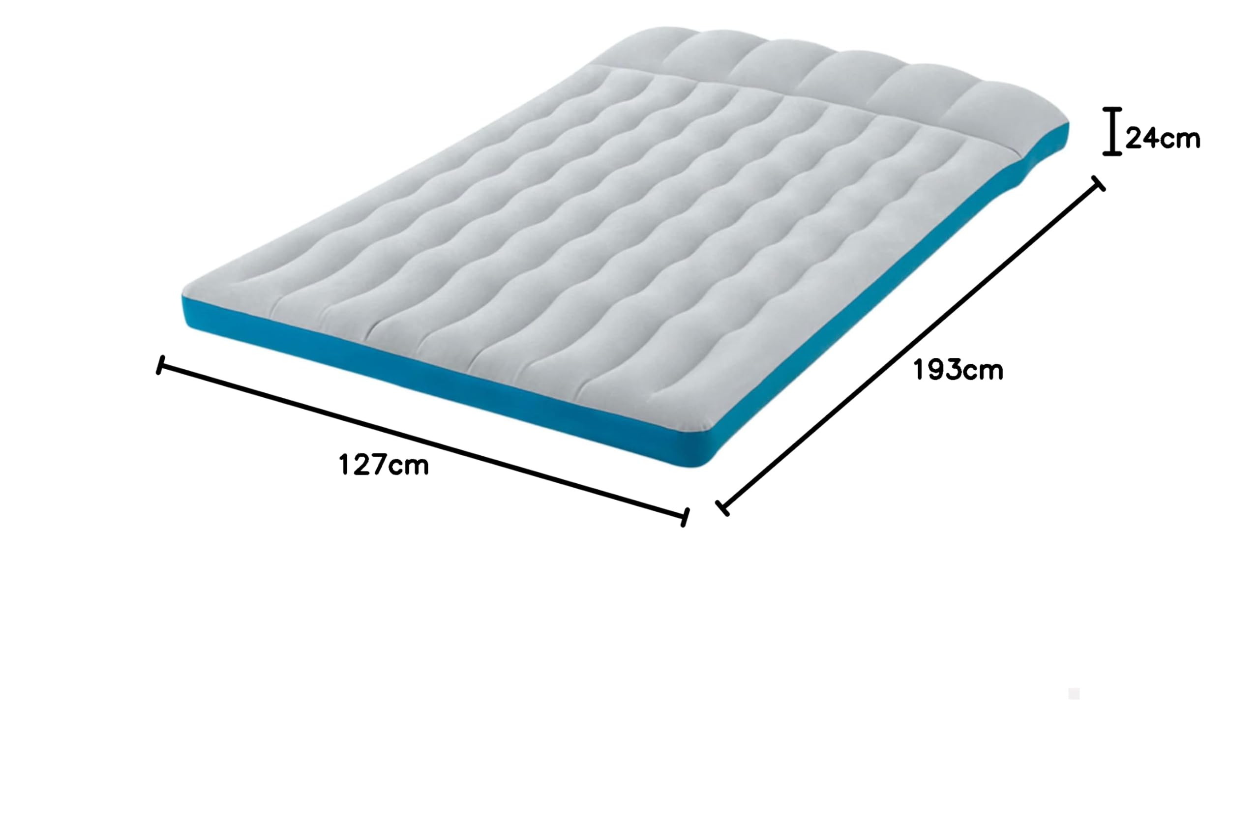 Intex 67999 – Aufblasbare Doppel-Campingmatratze, Laminat, Grau und Hellblau, 127 x 193 x 24 cm