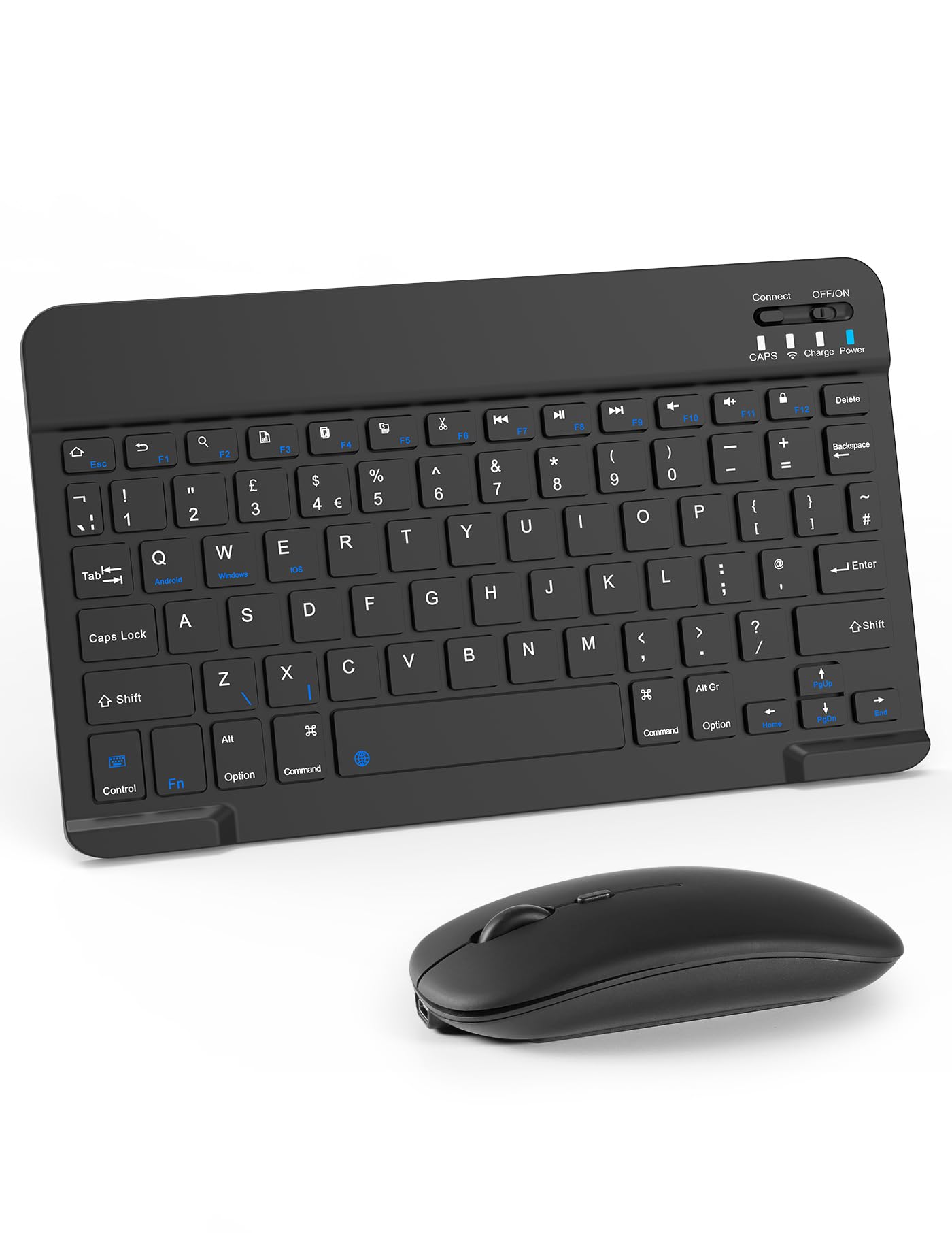 LAMA Wireless Keyboard and Mouse, Ultra Slim Universal Bluetooth Keyboard for Tablet, Laptop, Bluetooth, for iPad, Tablet, Android, Windows, Laptops, Desktops, Phones - Black