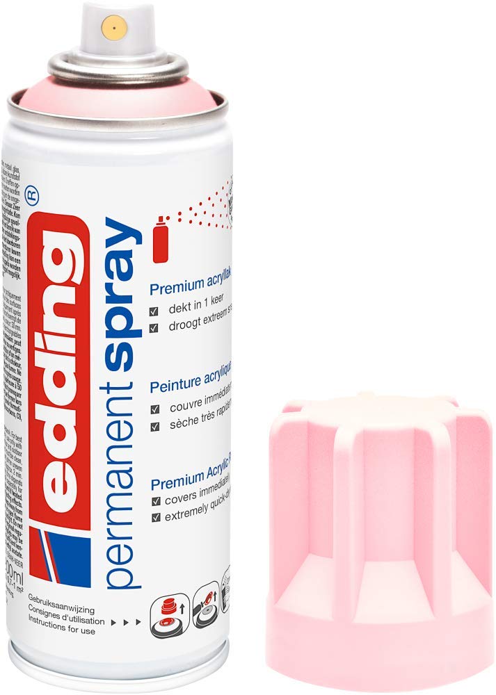 edding 5200 Permanent Spray Pastel Rose Matt 200 ml Acrylic Paint for Glass, Metal, Wood, Ceramic, Plastic, Canvas