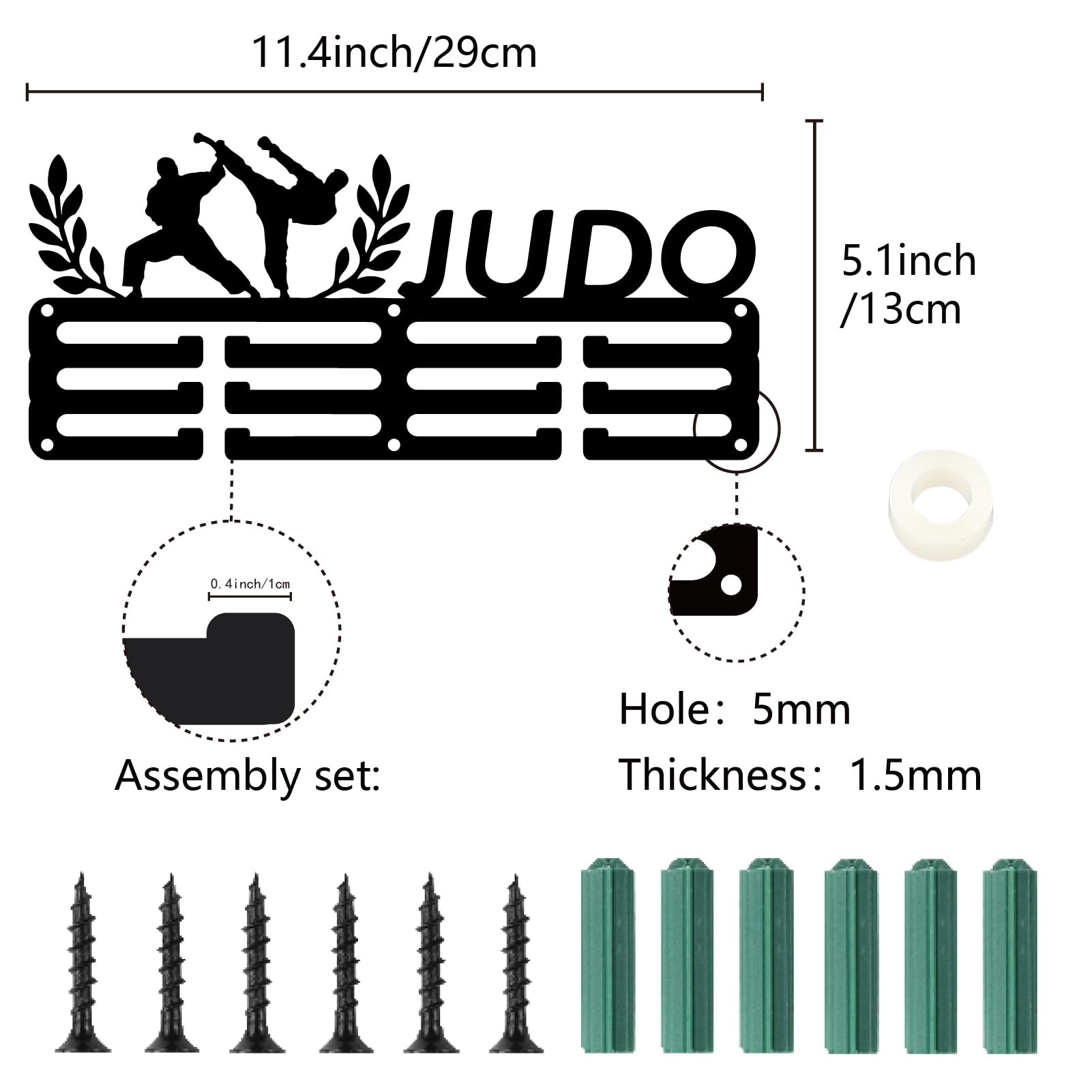 CREATCABIN Porte-Médaille Judo,Présentoir à Suspendre,Décoration Murale,3 Ligne,Peut Contenir Plus 60 médailles Sport,pour Les Amateurs Golf,Joueurs,Compétitions,Gagnants,Médaillés,29x13cm