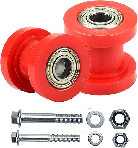 KOSIDA Guía de rueda tensor de polea de rodillo de cadena roja de 8 y 0.394 in para motocicleta Mini Bike ATV 125cc 140cc 160cc XR125 SSRC RF50