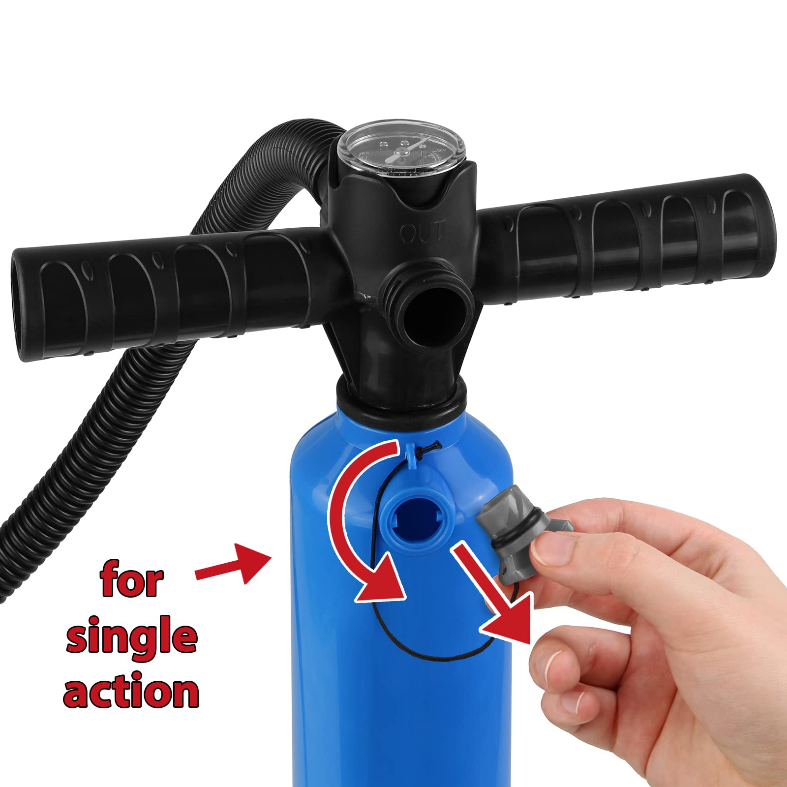 ALPIDEX Doppelhub Luftpumpe Pumpe Manometer Handpumpe Stand Up Paddle Schlauchboot SUP