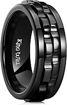 King Will 316L Stainless Steel Spinner Ring for Men-8mm Gear Fidget Spinner Ring in Multicolors, Anxiety Relief and Stress Free Wedding Band Comfort Fit Size 4-14