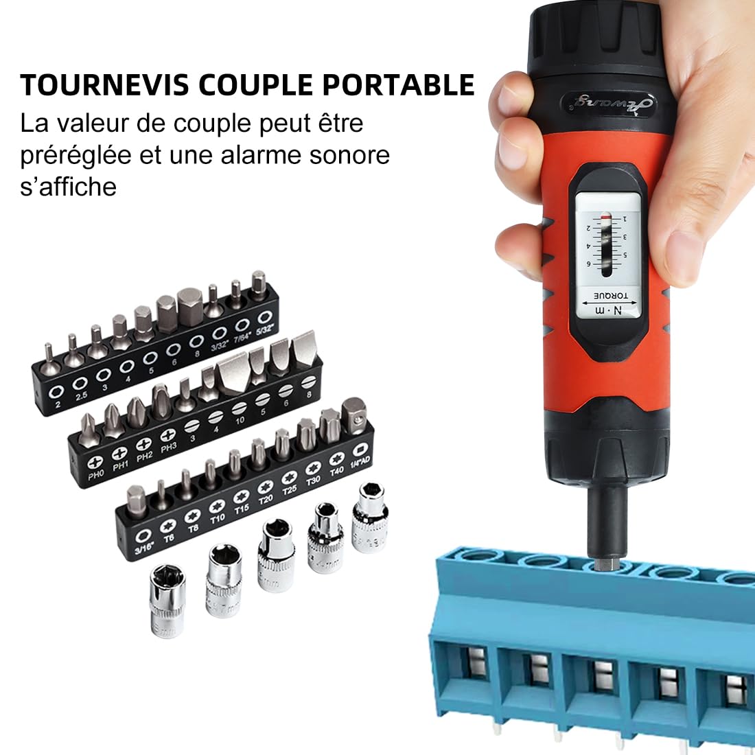 Awang Clé tournevis dynamométrique 1-6 Nm 36 pièces
